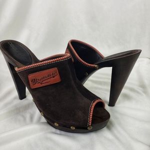DSQUARED Dark Brown Peep Toe Heels